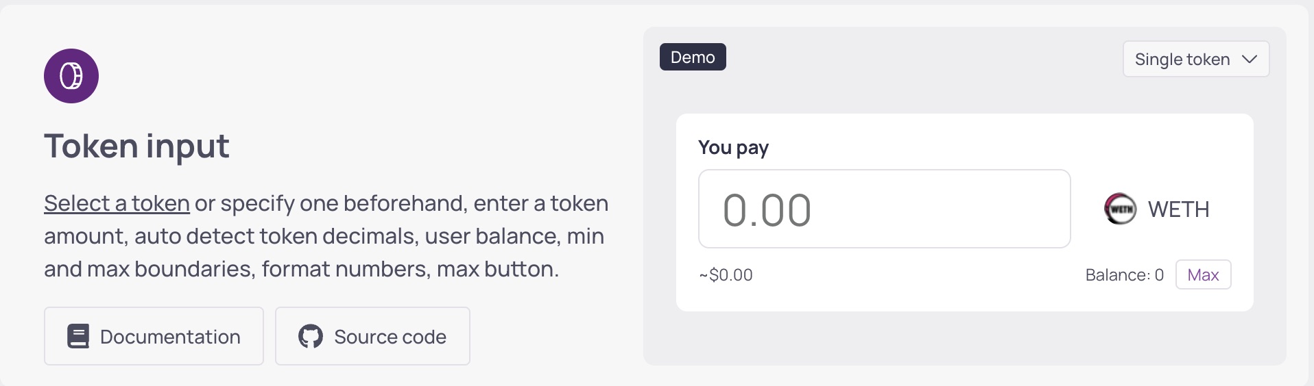 dAppBooster Token Input component